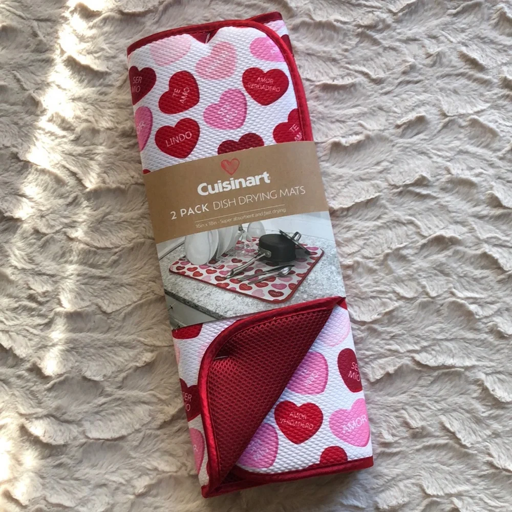 Cuisinart Red and Pink Conversation Heart Valentine Dish Drying Mats